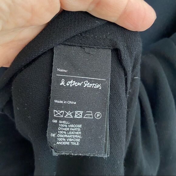 & Other Stories Sheer Short Sleeve Leather Trim Button Down Size Small - Picture 9 of 10